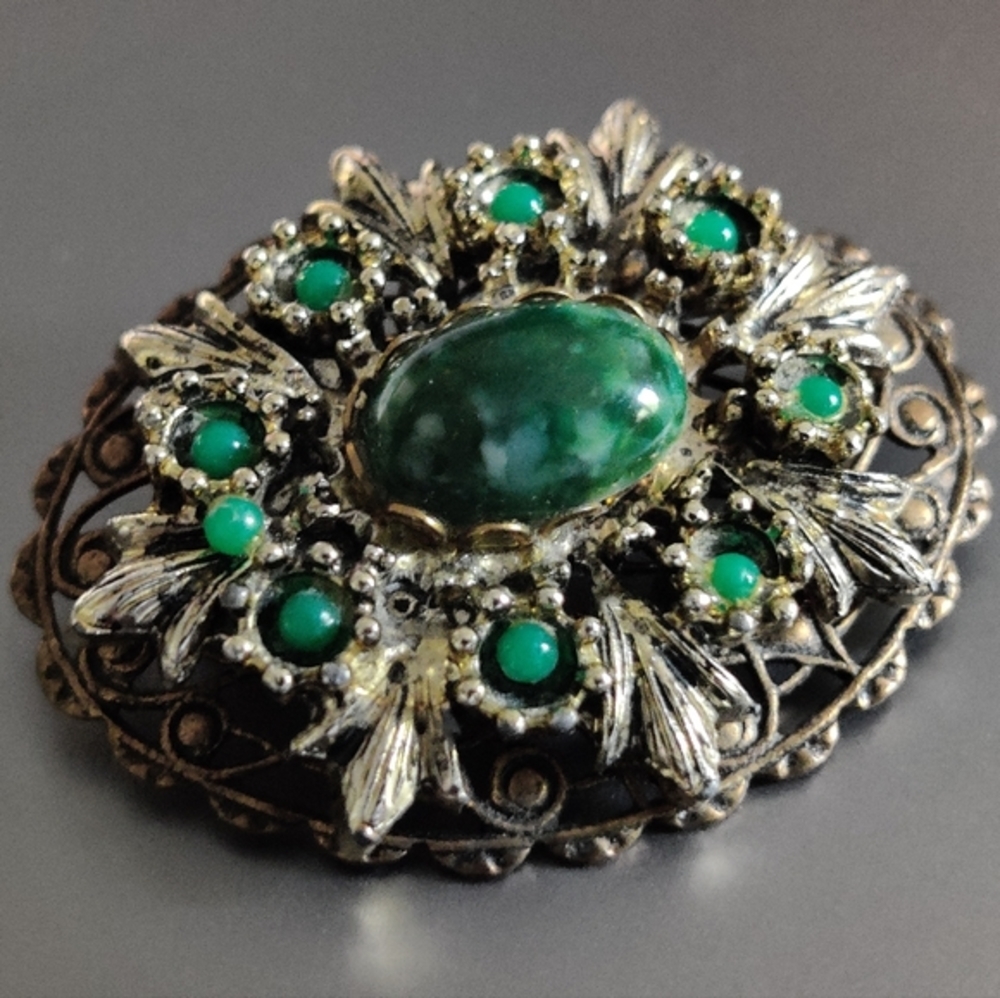 Vintage W.Germany Gilt Brass Brooch